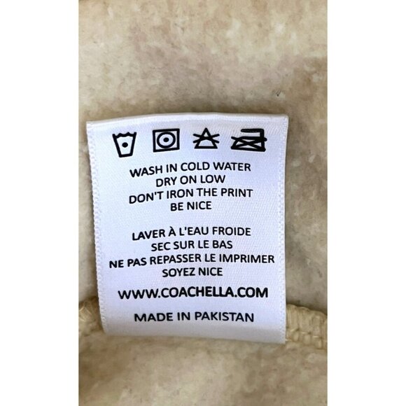 VTG Coachella Music Arts Festival Ivory Embroidered Flowers Zip Hoodie - Picture 10 of 10